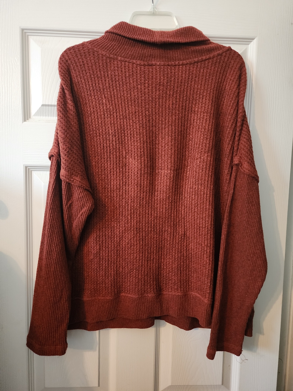 Tribal Sportswear Rust Waffle Knit Drawstring Cowl Neck Sweater Size XXL - Picture 3 of 6